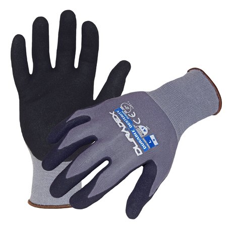 AZUSA SAFETY Duradex 15 ga. Gray Nylon/Spandex Work Gloves, Black Sandy-foam Nitrile Palm Coating, S DX3000